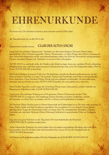: Urkunde Poster &ldquo;Club der Alten Säcke&rdquo; ca. 40 x 60 cm Online bestellen