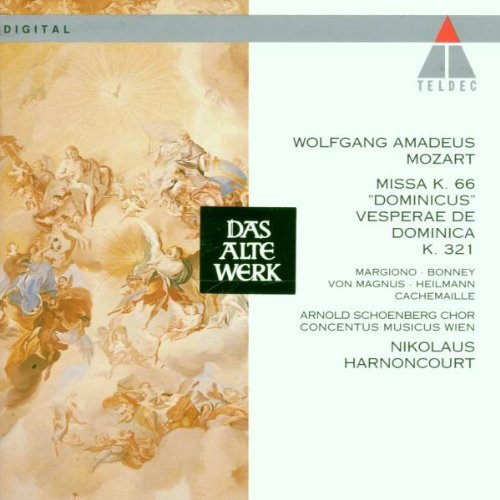 Mozart , Wolfgang Amadeus - Missa Solemnis, KV. 66 'Dominicus' / Vesperae De Dominica, KV 321 (Margiono, Bonney, Magnus, Heilmann, Cachemaille, Harnoncourt)