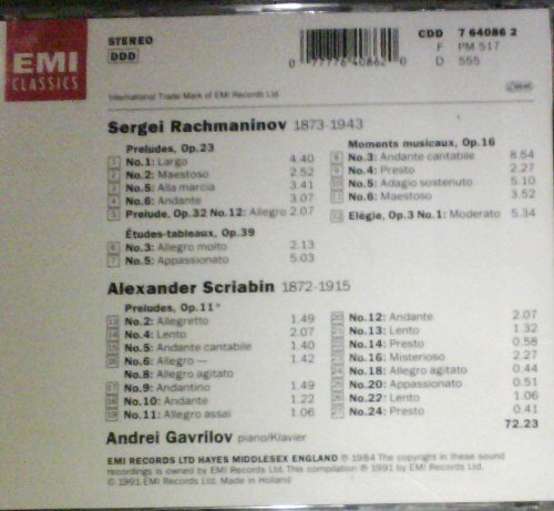 Gavrilov , Andrei - Rachmaninov: 5 Preludes / 2 Etudes - Tableaux / 4 Moments Musicaux / Elegie - Scriabin: 16 Preludes From Op. 11