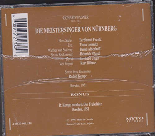 Wagner , Richard - Die Meistersinger von Nürnberg (GA) (Frantz, Lemnitz, Aldenhoff, Pflanzl, unger, Böhme, Kempe)