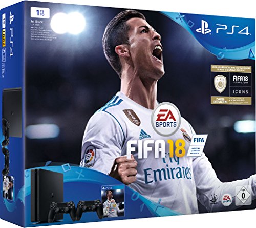 - PlayStation 4 - Konsole (1TB, schwarz, slim) inkl. FIFA 18 + 2 DualShock Controller