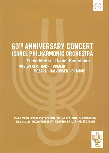 DVD - 60th Anniversary Concert Israel Philharmonic Orchestra - von Weber, Bach, Vivaldi, Mozart, Halvorsen, Brahms (Mehta, Barenboim, Stern, Zukerman)