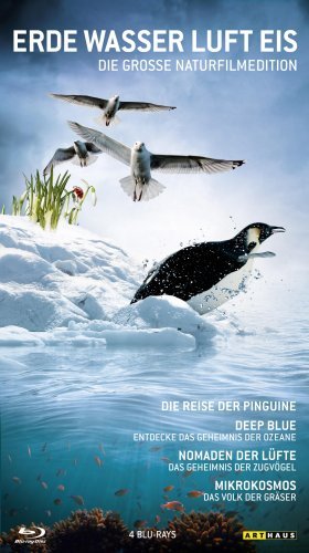 Blu-ray - Erde, Wasser, Luft, Eis - Die grosse Naturfilmedition (Mikrokosmos, Deep Blue, Nomaden der Lüfte, Die Reise der Pinguine)