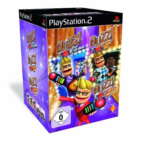  - Buzz! Triple Pack Quiz (inkl. Buzz! Buzzer): Buzz! Das Pop Quiz / Buzz! Sports Quiz / Buzz! The Mega Quiz