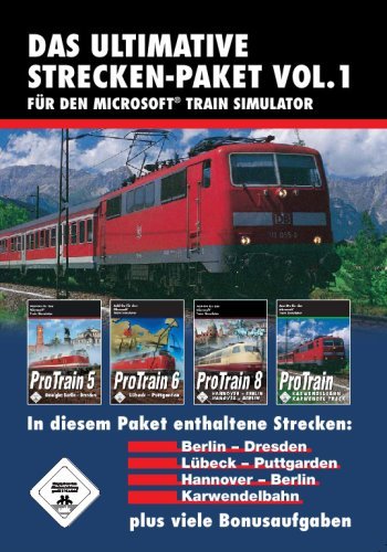 - Train Simulator - Das ultimative Strecken-Packet Vol. 1 (ProTrain 5 Berlin - Dresden / ProTrain 6 Lübeck - Puttgarden / ProTrain 8 Hannover - Berlin / ProTrain Karwendelbahn)