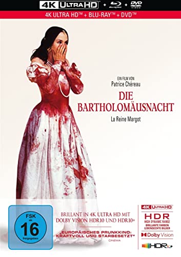 Adjani, Isabelle, Auteuil, Daniel, Argento, Asia, Kretschmann, Thomas, Blanc, Dominique, Bose, Miguel, Lisi, Virna, Perez, Vincent, Amendola, Claudio, Anglade, Jean-Hugues, Greggory, Pascal, Chereau,  - Die Bartholomäusnacht - 3-Disc Limited Collector's Edition im Mediabook (4K Ultra HD) (+ Blu-ray 2D) (+ DVD)