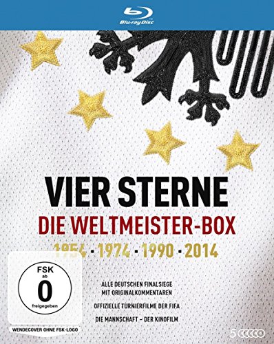 - Vier Sterne - Die Weltmeister-Box - 1954 1974 1990 2014 / Alle deutschen Finalsiege mit Originalkommentaren von ARD und ZDF + Die offiziellen Turnierfilme der FIFA + Die Mannschaft (5 Blu-rays)