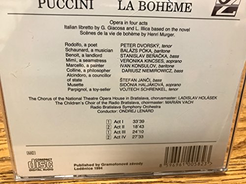 Puccini , Giacomo - La Boheme (GA) (Dvorsky, Poka, Benacka, Kincses, Konsulov, Niemirowicz, Janci, Haljakova, Schrenkel, Holasek, Vach, Lenard)