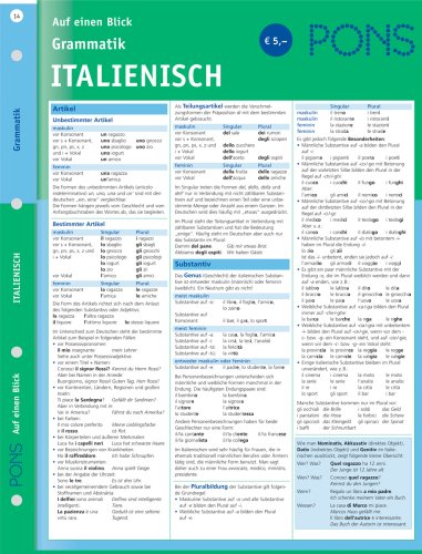  - PONS Grammatik auf einen Blick. Italienisch