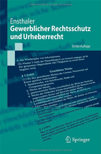 - Gewerblicher Rechtsschutz und Urheberrecht (Springer-Lehrbuch) (German Edition)