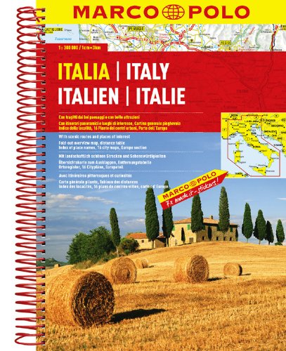 - MARCO POLO Reiseatlas Italien 1:300.000: Mit landschaftlichen schönen Strecken und Sehenswürdigkeiten. Übersichtskarte zum Ausklappen, Entfernungstabelle, 16 Citypläne, Europateil