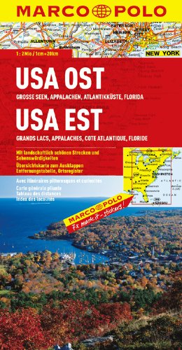  - MARCO POLO Kontinentalkarte USA Ost, Große Seen, Appalachen, Atlantikküste, Florida 1:2 Mio.: Mit landschaftlich schönen Strecken und ... Ausklappen, Entfernungstabelle, Ortsregister
