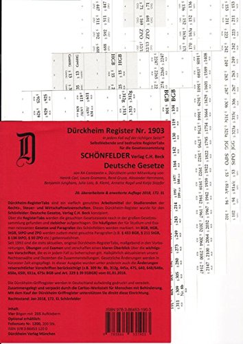  - SCHÖNFELDER Dürckheim-Griffregister Nr. 1903 (2018/172.EL): 215 selbstklebende und bedruckte Griffregister für die Sammlung SCHÖNFELDER: Deutsche Gesetze, Hauptband, C.H.Beck Verlag